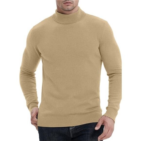 Men's Casual Slim Fit Basic Sweaters Knitted Thermal Turtleneck Pullover Sweater